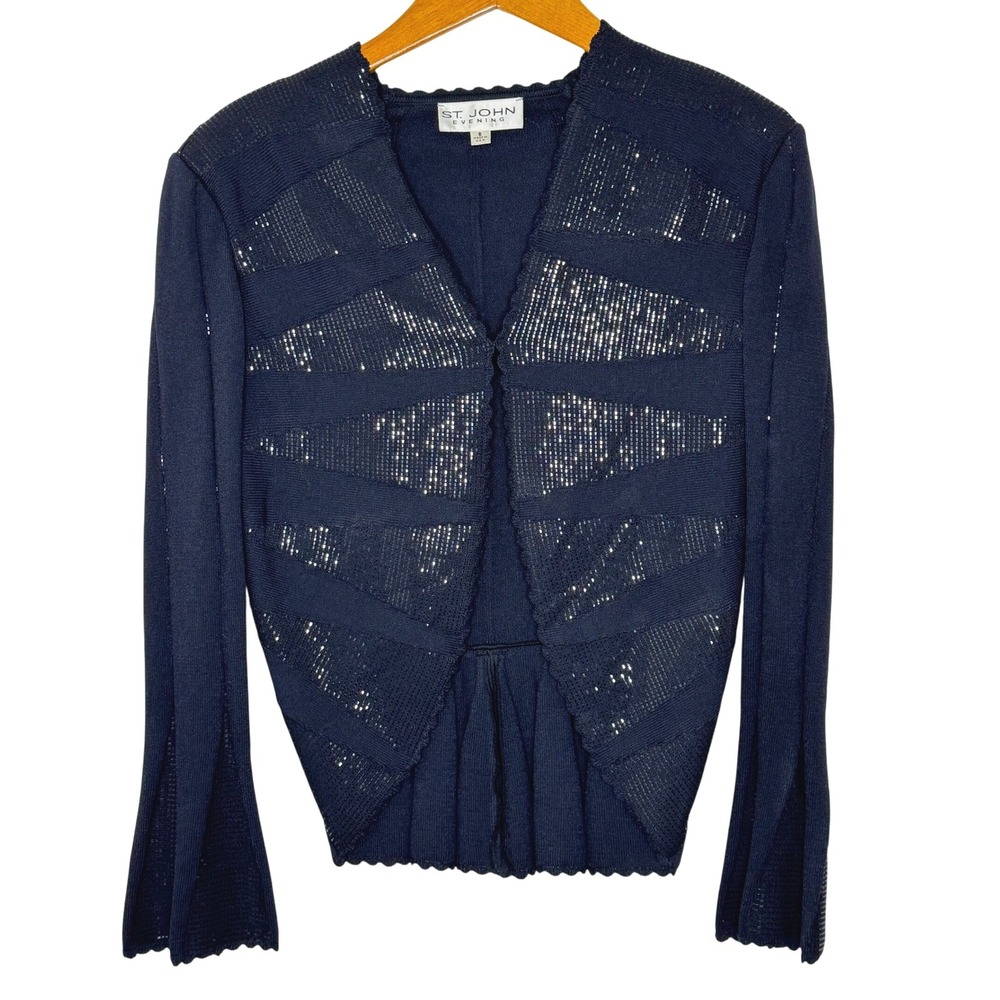 St. John Evening Shimmery Black Knit Cardigan‎